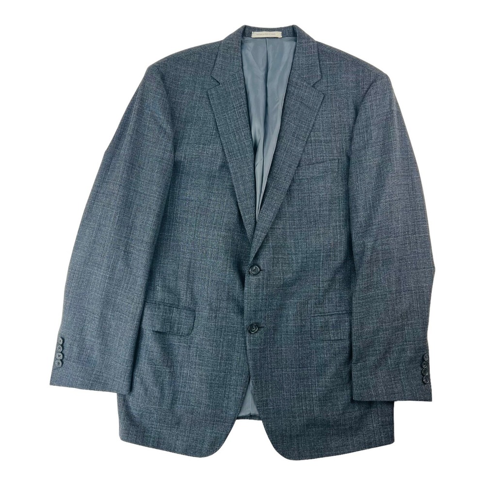 Samuelsohn Gray w/ Blue Check SB Justin Wool Silk 2 Button/Vent Blazer Size 44R